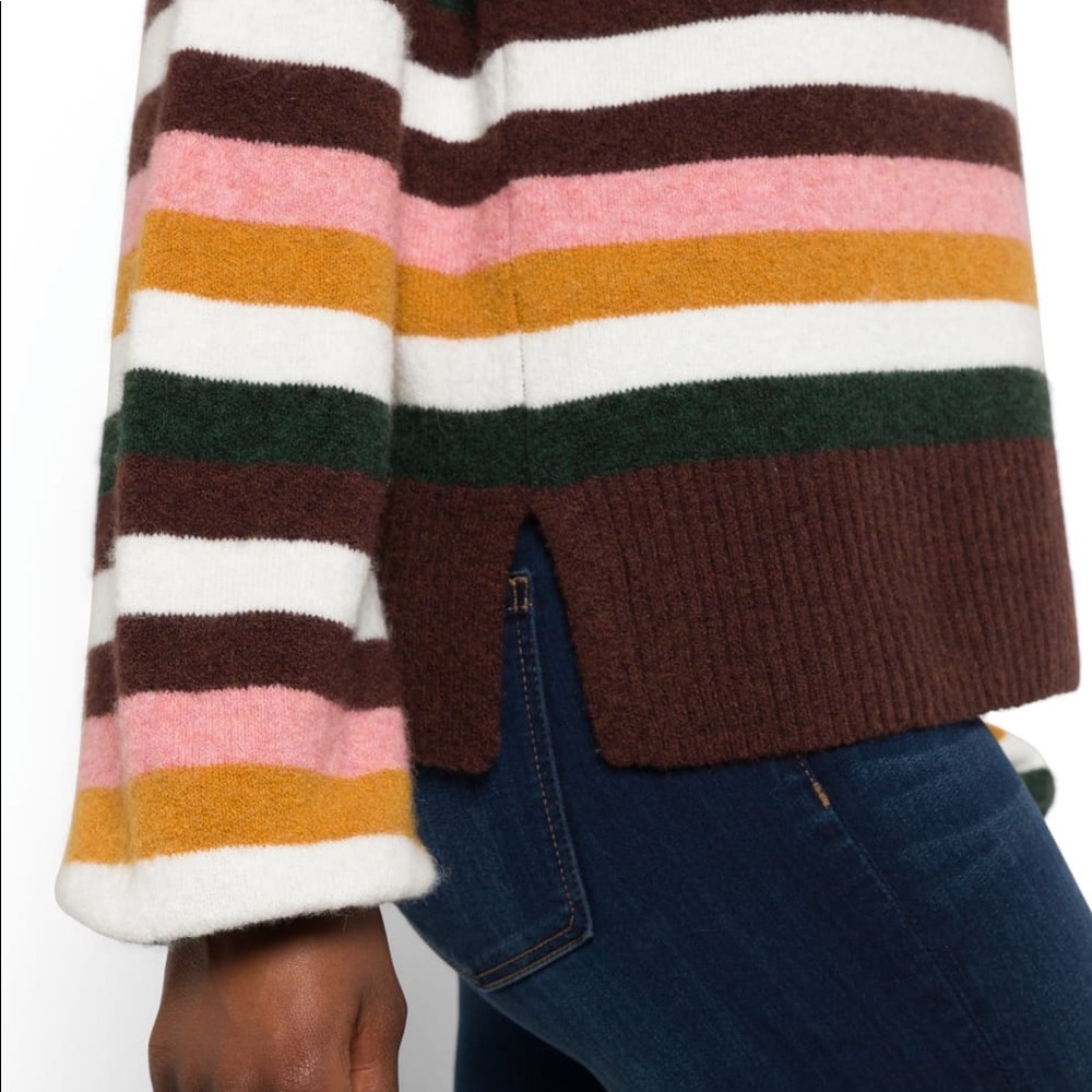 Madewell Calyse Wool Blend Balloon Sleeve Striped Pullover XS GUC - Picture 8 of 8